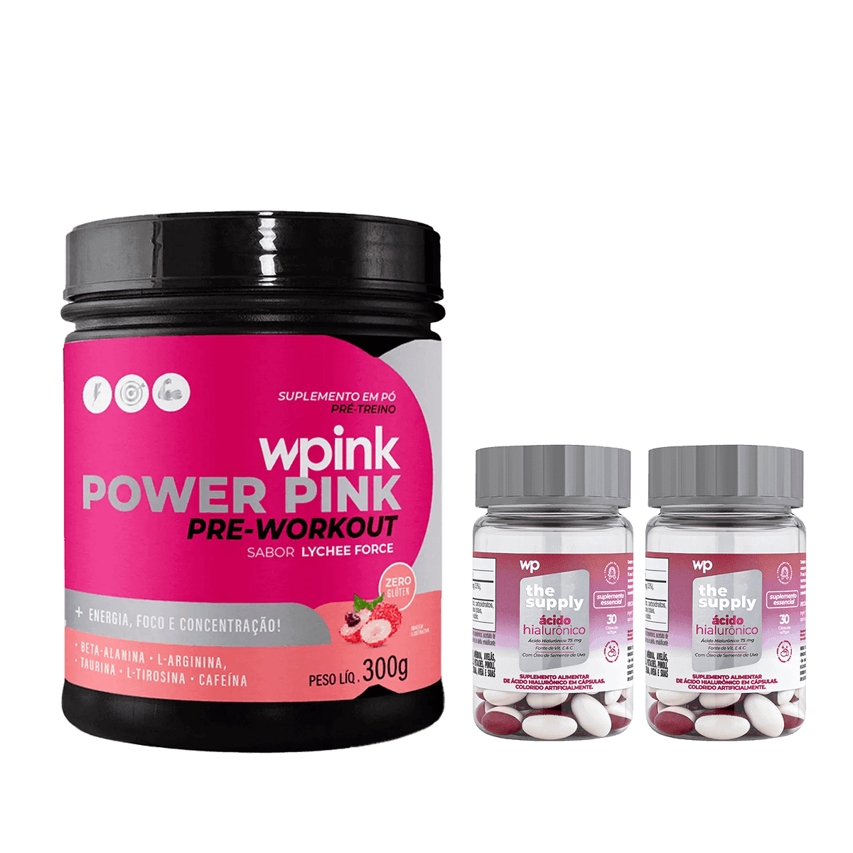 Super power pink de lichia - 300g + 2 ácido hialurônico - wp