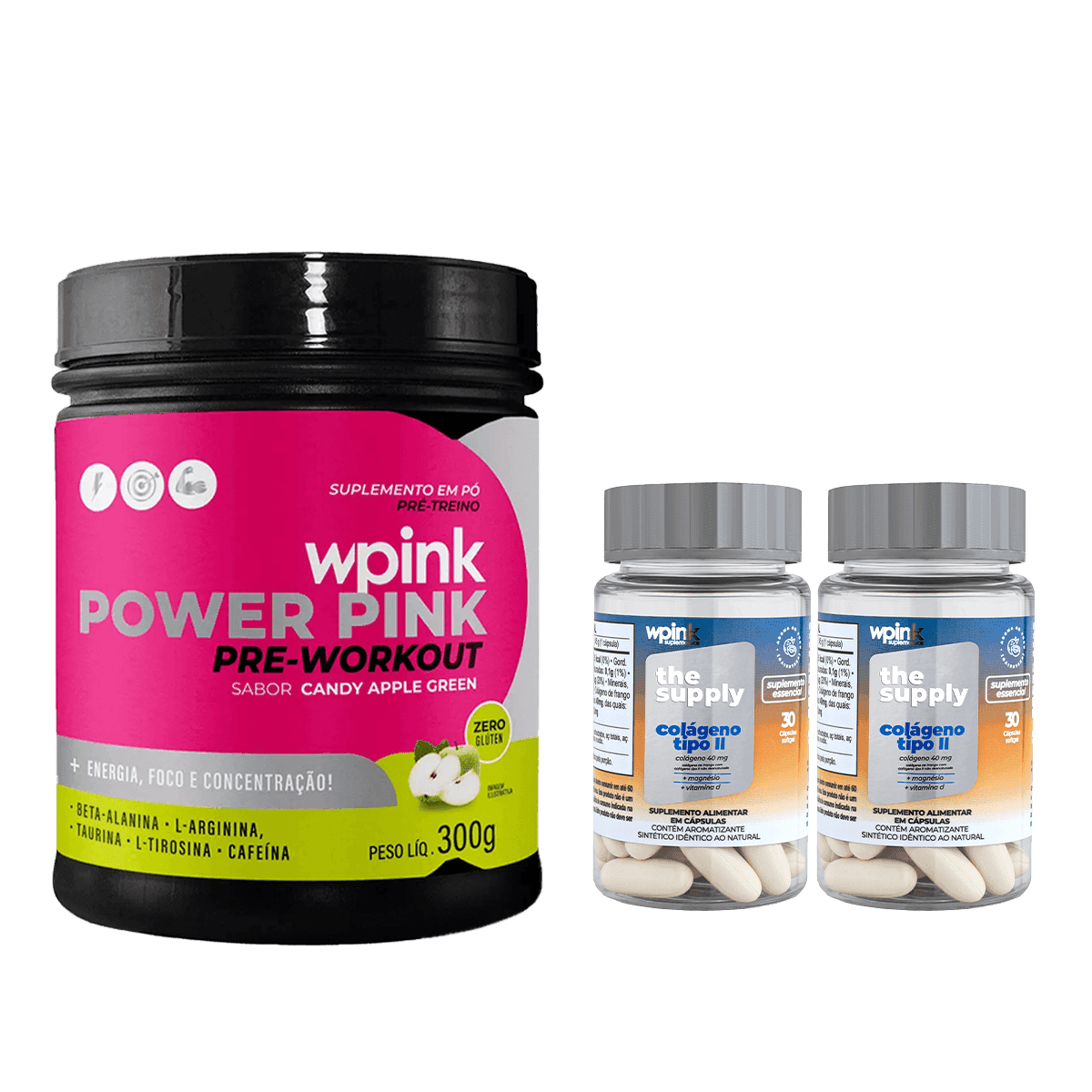 Super power pink maçã verde + 2 colágeno tipo ii - wp