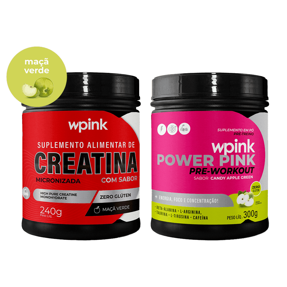 creatina maçã verde 240g - super power pink de maçã verde - pré-treino – 300g