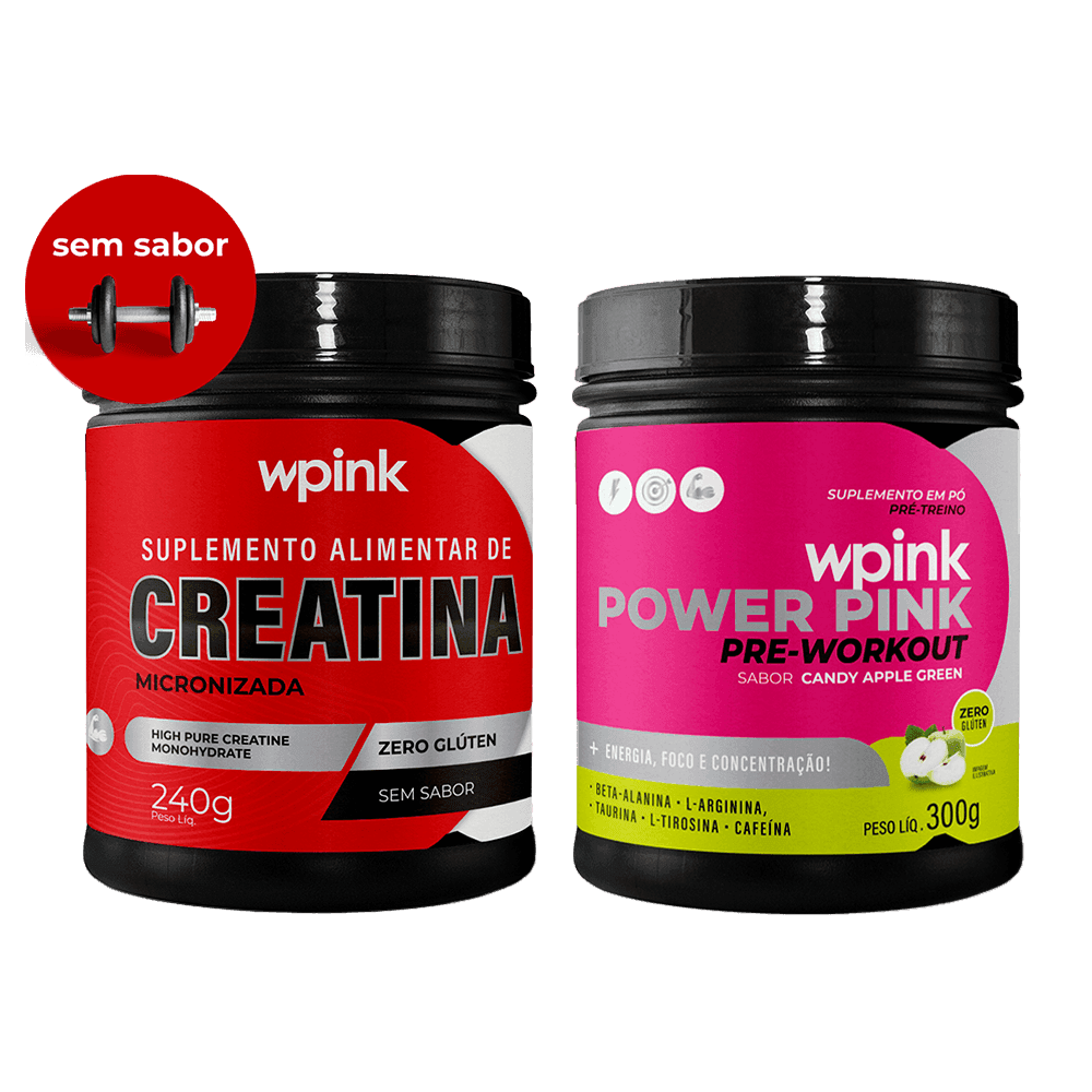 creatina sem sabor 240g - super power pink de maçã verde - pré-treino – 300g