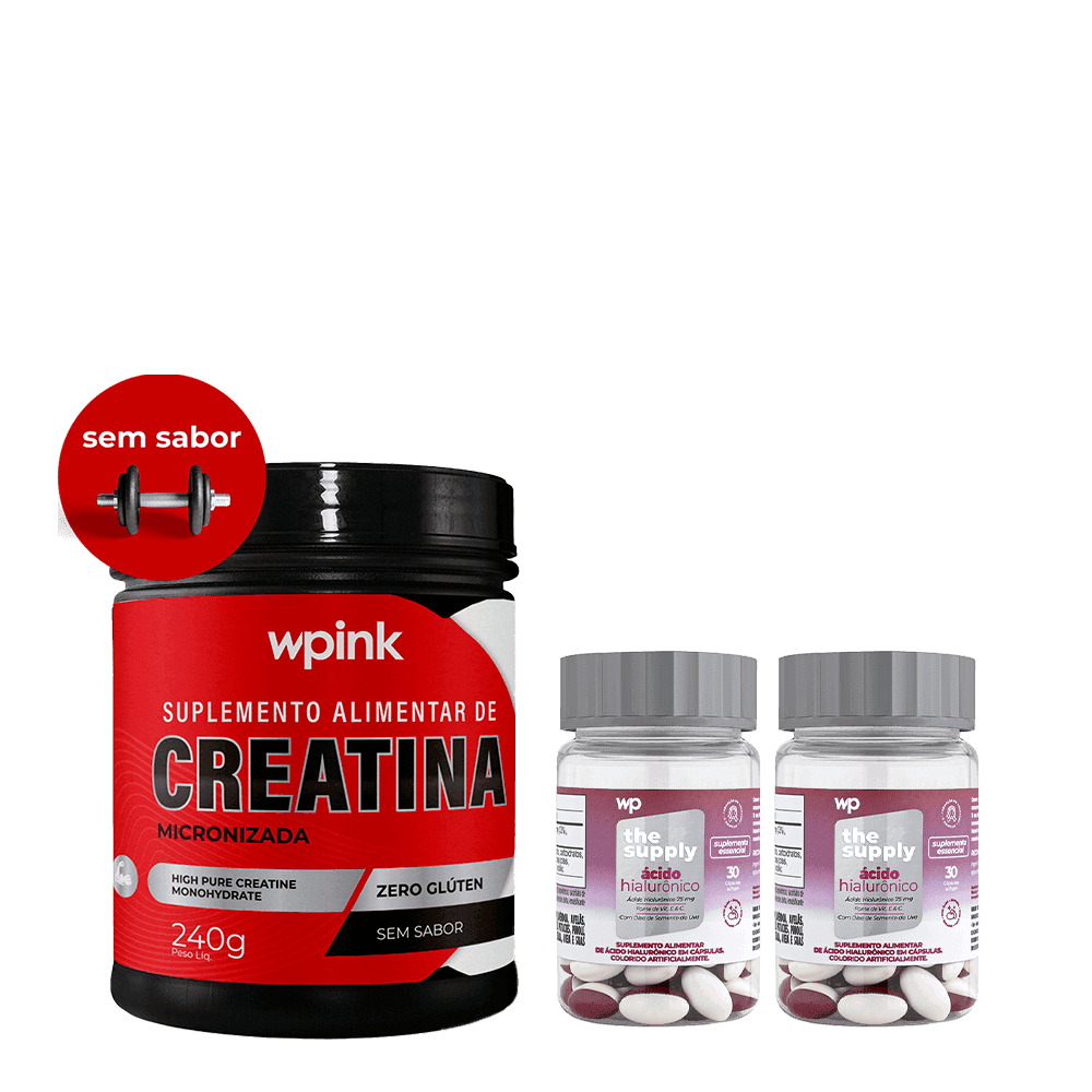 Creatina sem sabor - 240g + 2 ácidos hialurônicos - wp