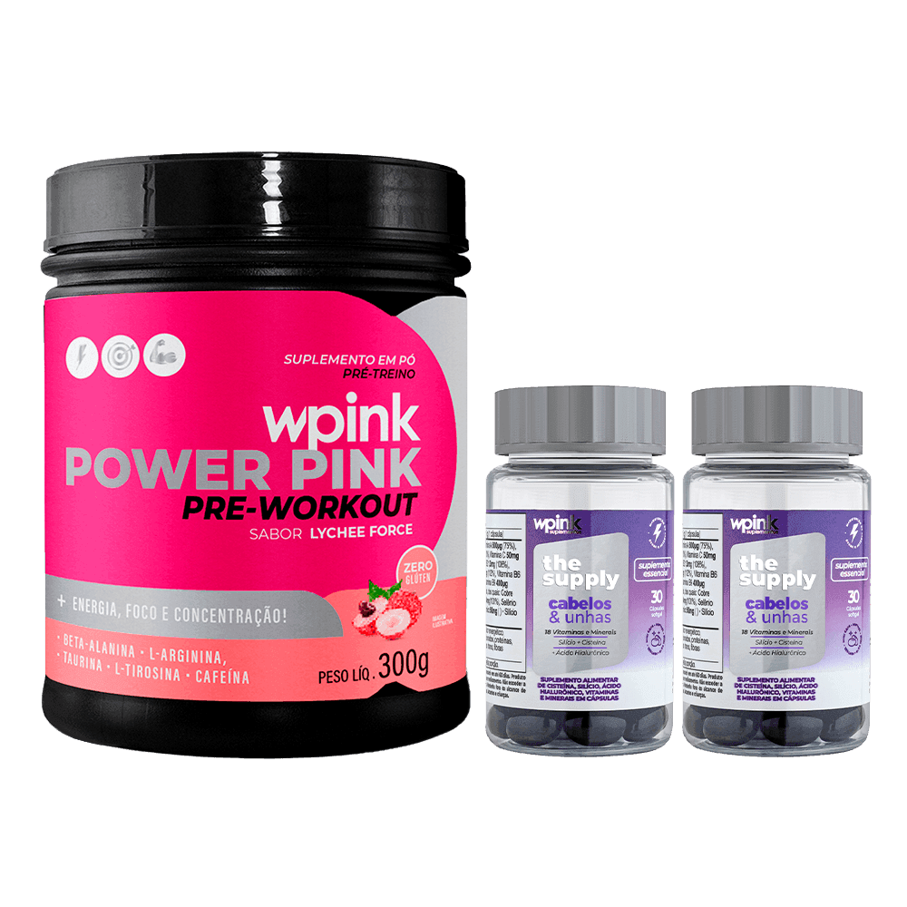 super power pink lichia 300g + 2 cabelos e unhas - wp