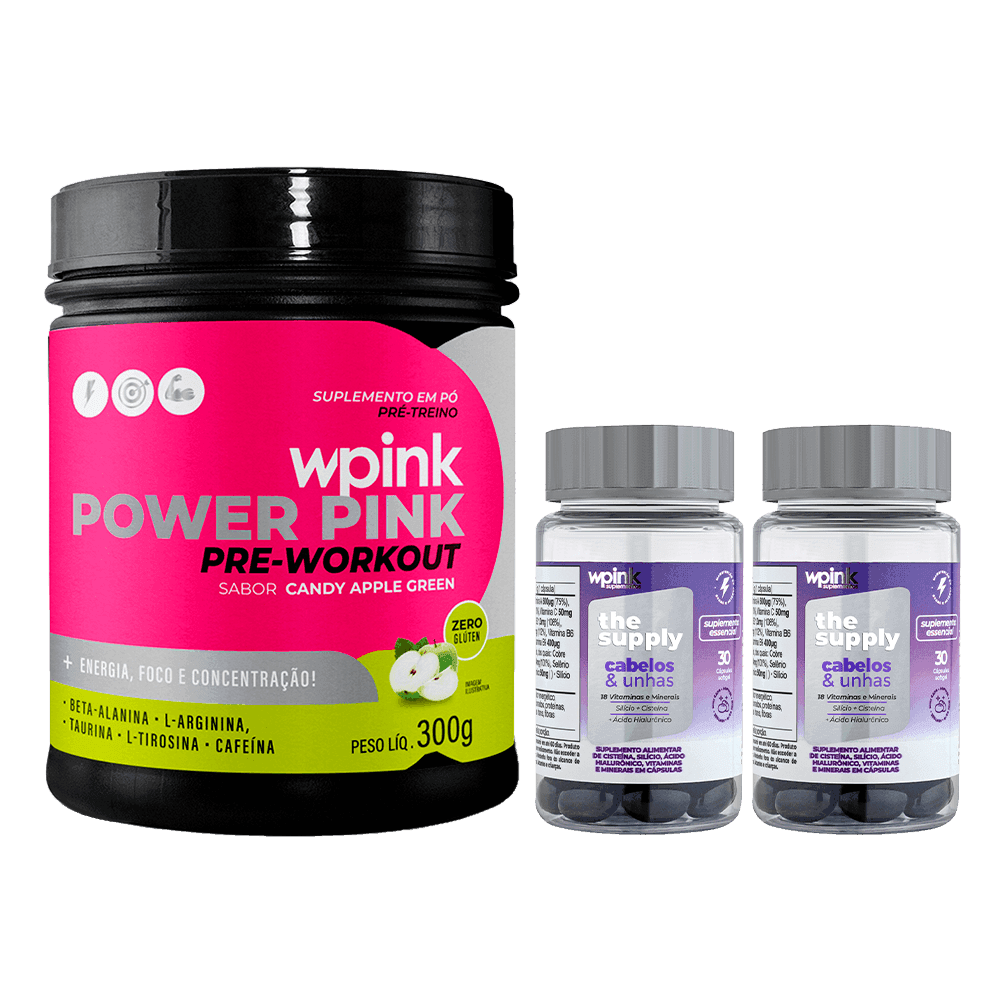 super power pink de maçã verde 300g + 2 cabelos e unhas - wp