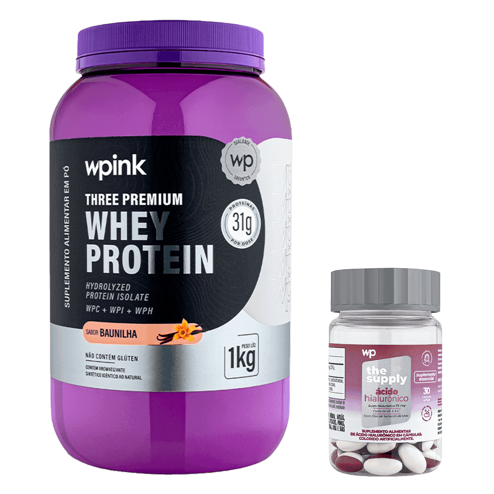 three premium whey protein baunilha – 1 kg + ácido hialurônico – wp