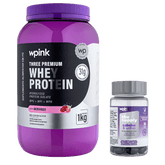 three premium whey protein morango 3W 1kg + cabelos e unhas - wp